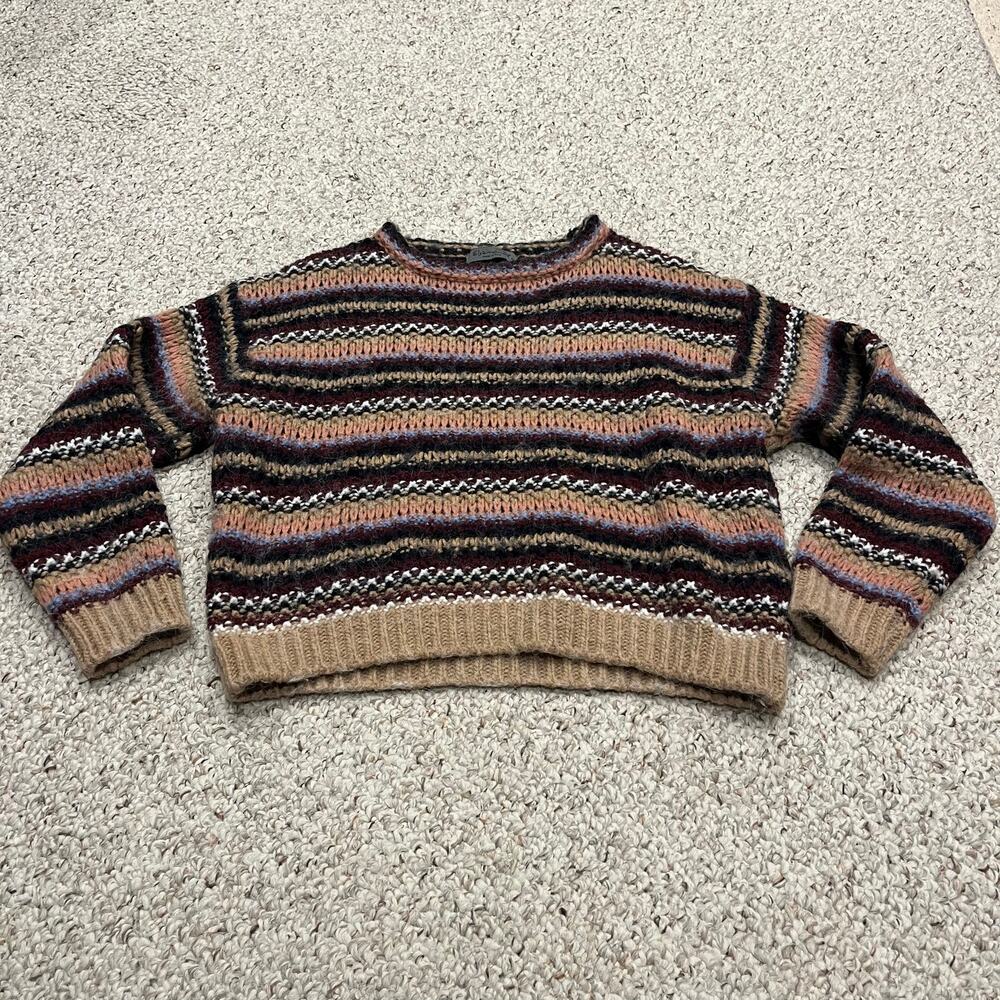 Elsamanda Striped Wool Blend Sweater M Chunky Knit Cozy Winter Holiday